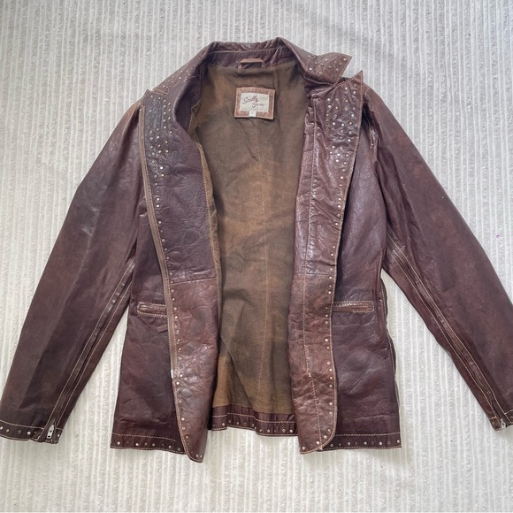 Vintage Scully Brown Leather Motorcycle Jacket with Studded Accents - Picture 3 of 12